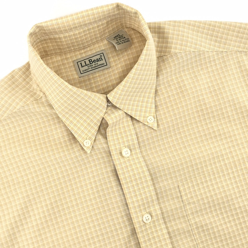 LL Bean‎ Shirt Mens Medium Cotton Check Long Sleeve Button Up Casual